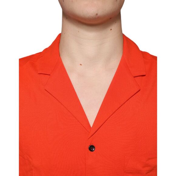 Dolce & Gabbana Orange Cotton Button Down Casual Polo Men's Shirt